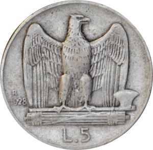Revers 5 lires Vittorio Emanuele III 1928 R