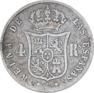 Revers 4 reales Isabelle II 1860 Barcelone