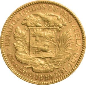 Revers 20 bolivars 1880