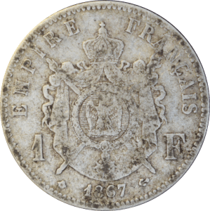Revers 1 franc 1867 A Napoléon III