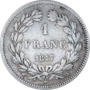 Revers 1 franc 1847 A Louis-Philippe
