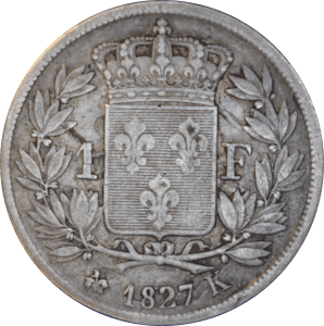 Revers 1 franc Charles X 1827 K